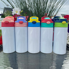 Load image into Gallery viewer, Kids STRAIGHT Flip Top Sublimation Tumbler